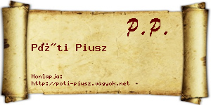 Póti Piusz névjegykártya